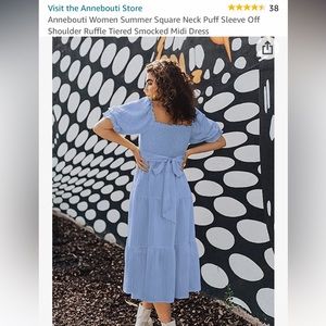 Dusty Blue Dress with Bow